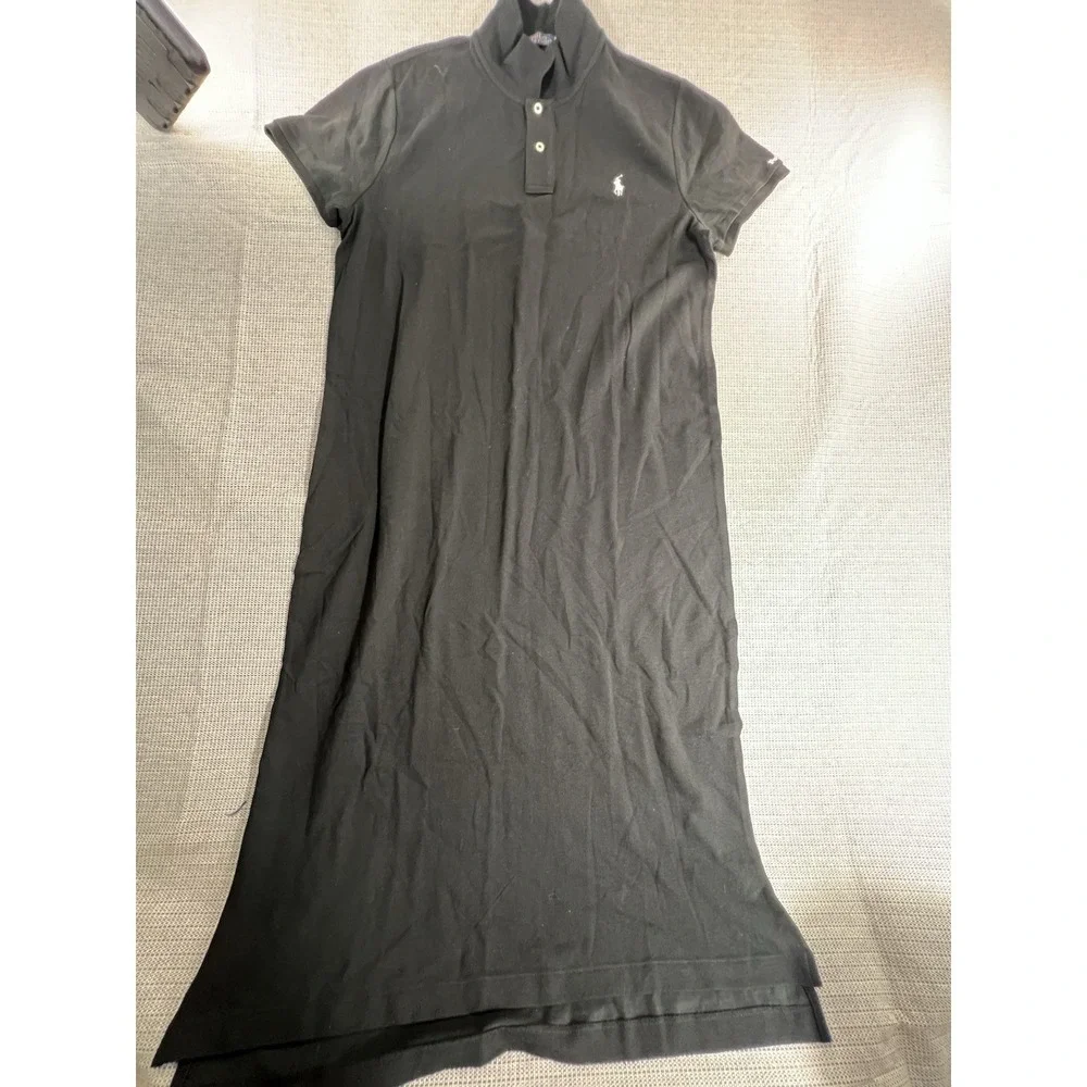 Ralph Lauren Sport Polo Dress Women's Sz XL Black Cotton Shirt Dress
